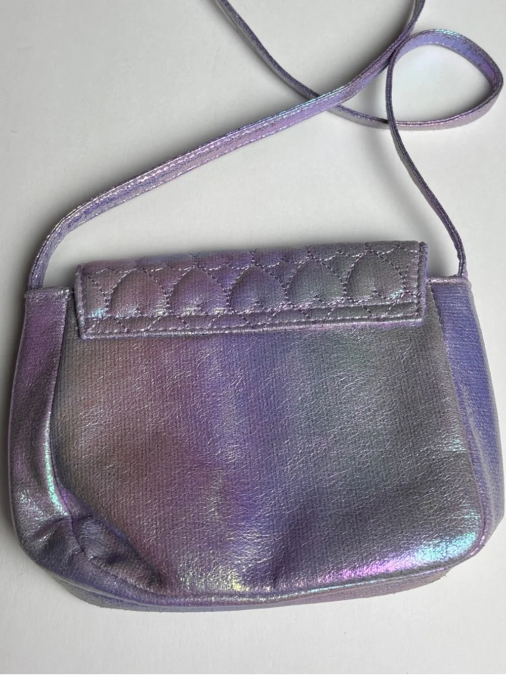 Capelli of New York Iridescent Purple Quilted Heart Crossbody